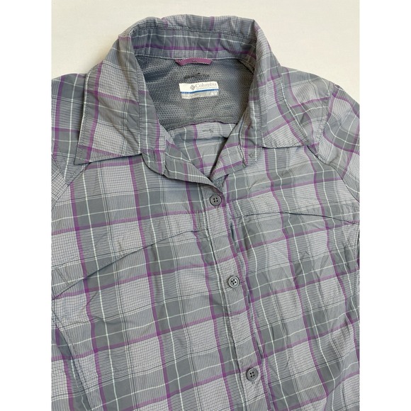 Womens Columbia Long Sleeve Button Up Vented Plaid Shirt M Fishing Roll Sleeves - Picture 3 of 14
